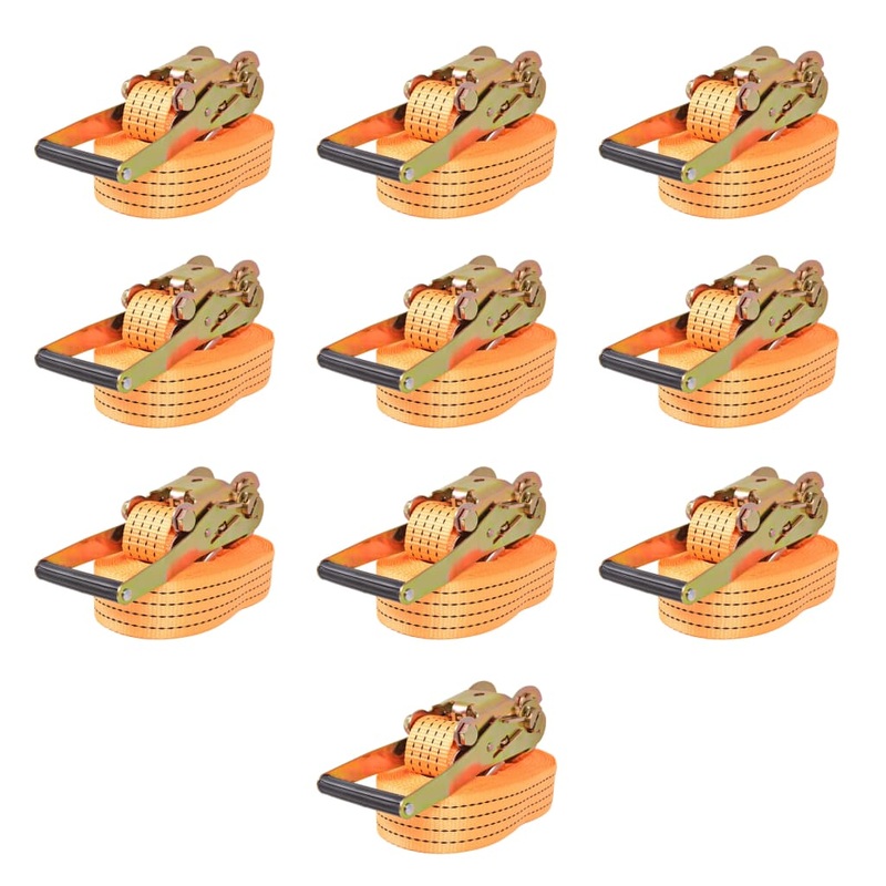 Berkfield Ratchet Tie Down Straps 10 pcs 2 Tonnes 8mx50mm Orange
