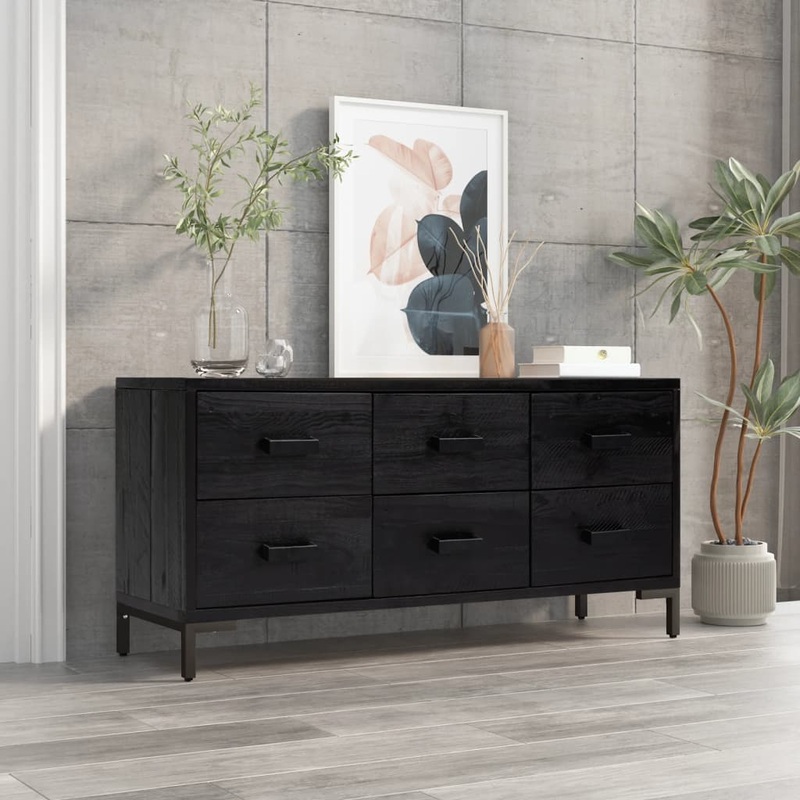 Berkfield Storage Bench Black 110x30x45 cm Solid Pinewood