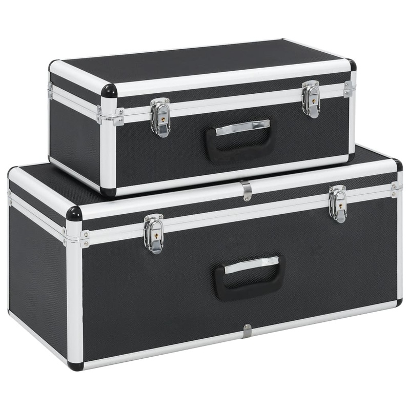 Berkfield Storage Cases 2 pcs Black Aluminium