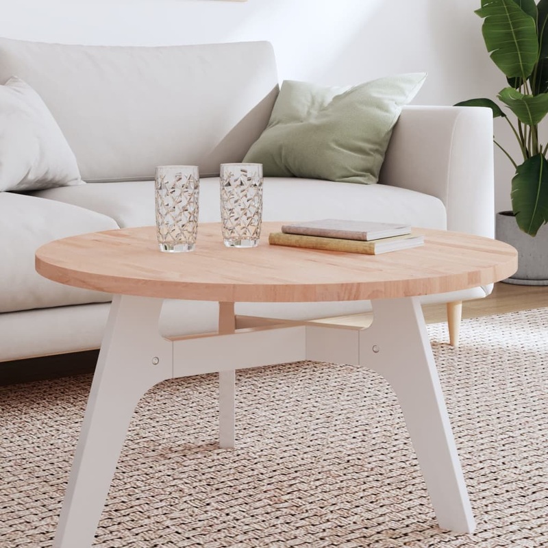 Berkfield Table Top _80x2.5 cm Round Solid Wood Beech