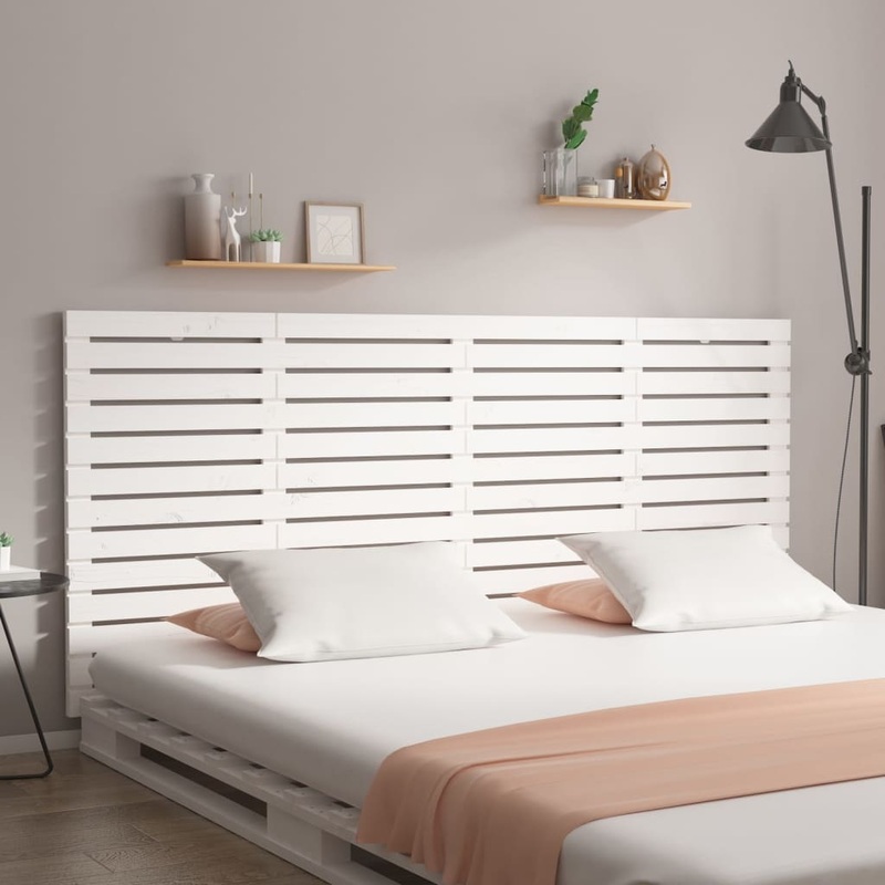 Berkfield Wall Headboard White 156x3x91.5 cm Solid Wood Pine