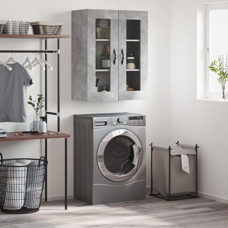 Berkfield Wall Mounted Cabinet Concrete Grey 69.5x34x90 cm Engineered Wood