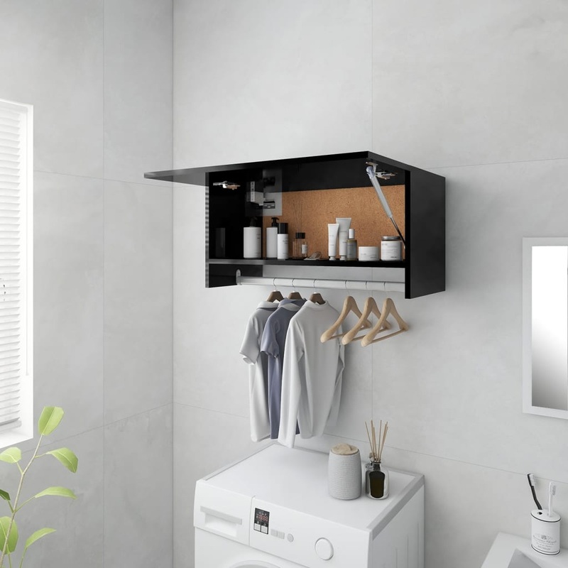 Berkfield Wardrobe High Gloss Black 70×32.5×35 cm Engineered Wood