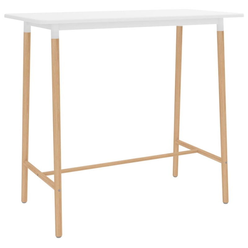 Berkfield Bar Table White 120x60x105 cm MDF & Solid Beechwood