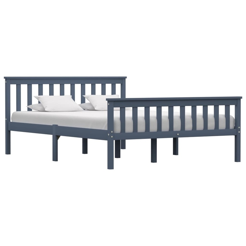 Berkfield Bed Frame Grey Solid Pinewood 140×200 cm