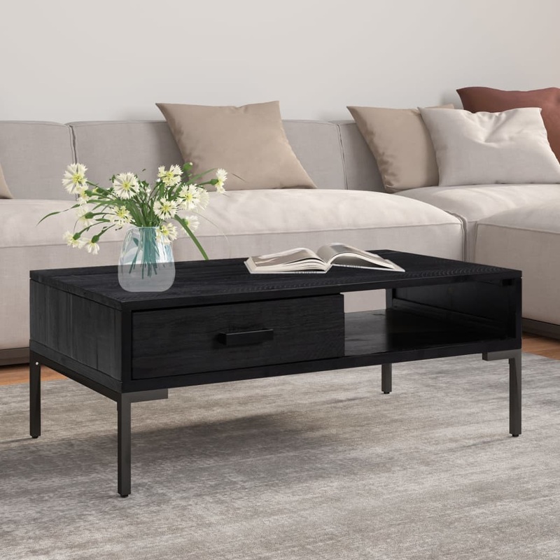 Berkfield Coffee Table Black 90x50x35 cm Solid Pinewood