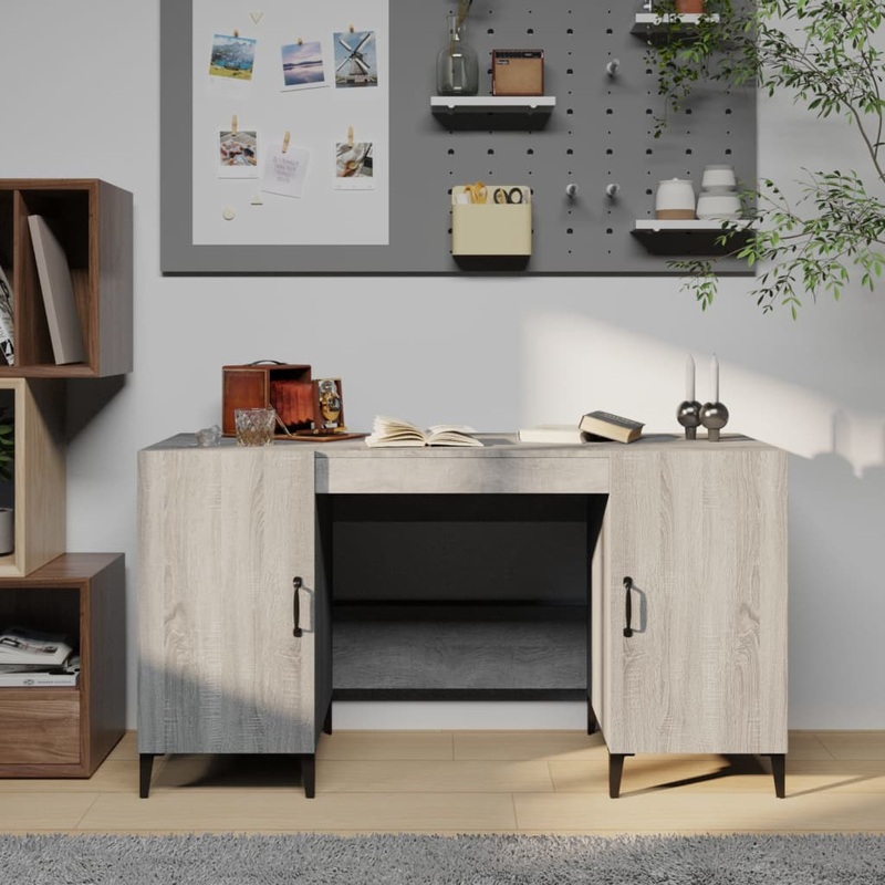Berkfield Desk Grey Sonoma 140x50x75 cm Engineered Wood