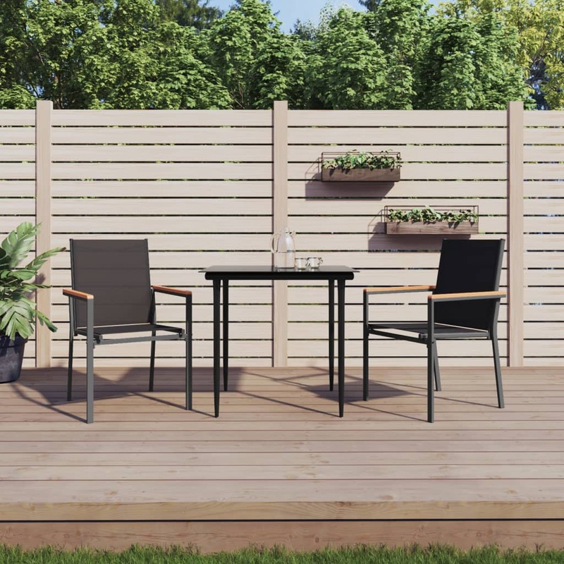 Berkfield Garden Chairs 2 pcs Black 55×61.5×90 cm Textilene and Steel