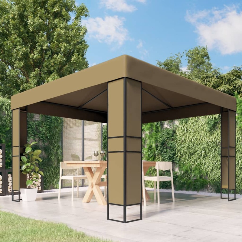 Berkfield Gazebo with Double Roof 3x3x2.7 m Taupe 180 g/m__