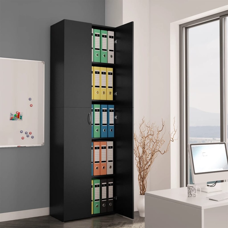 Berkfield Office Cabinet Black 60x32x190 cm Engineered Wood