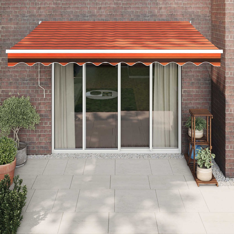 Berkfield Retractable Awning Orange and Brown 3.5×2.5 m Fabric and Aluminium