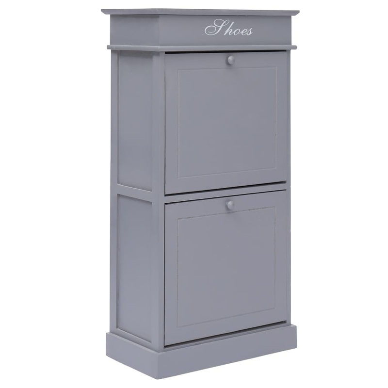 Berkfield Shoe Cabinet Grey 50x28x98 cm Paulownia Wood