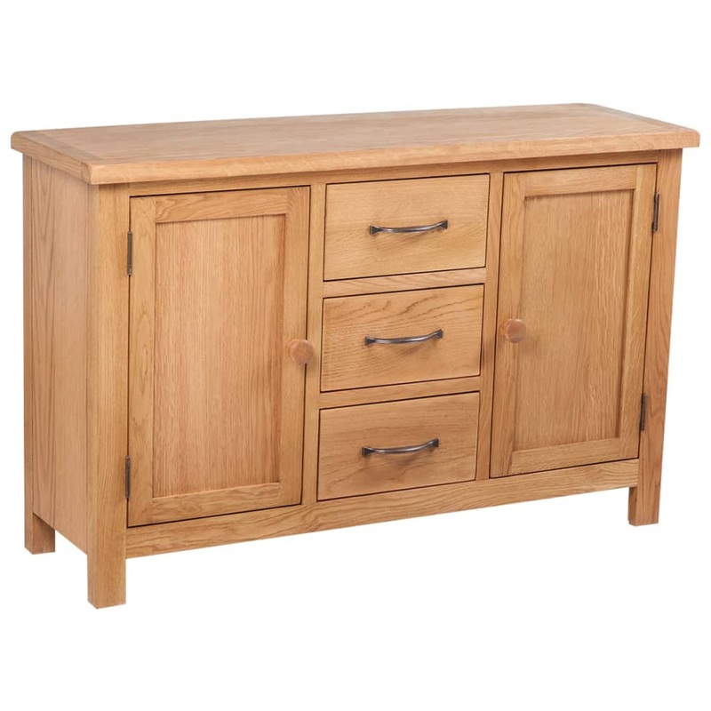 Berkfield Sideboard with 3 Drawers 110×33.5×70 cm Solid Oak Wood