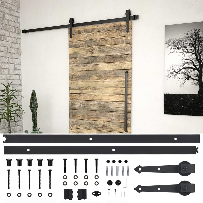 Berkfield Sliding Door SKIEN Hardware Kit 200 cm Steel Black