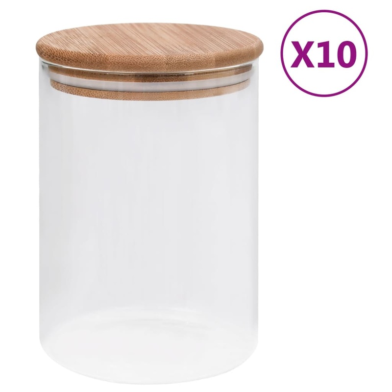 Berkfield Storage Glass Jars with Bamboo Lid 10 pcs 260 ml