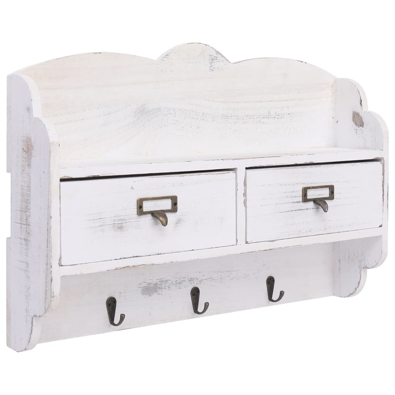 Berkfield Wall Mounted Coat Rack White 50x10x34 cm Wood