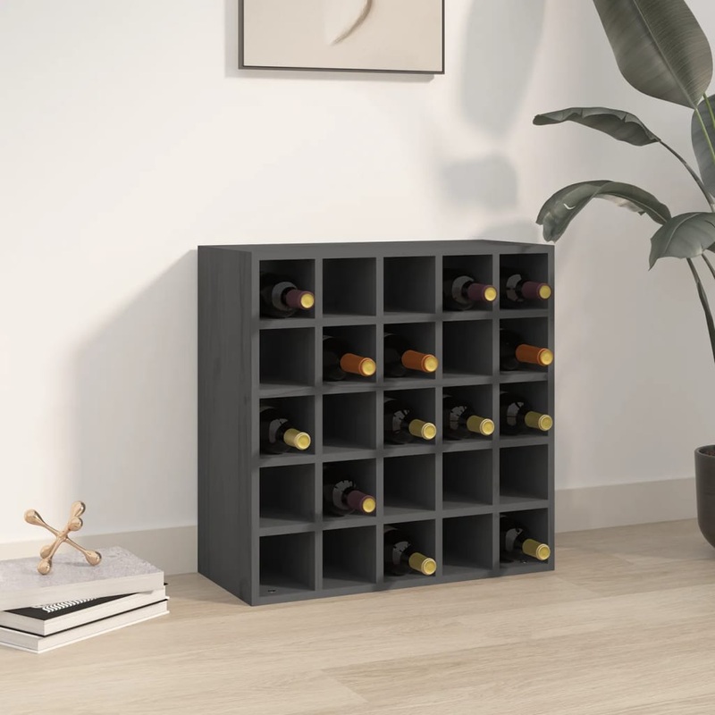 Berkfield Wine Cabinet Grey 56x25x56 cm Solid Wood Pine