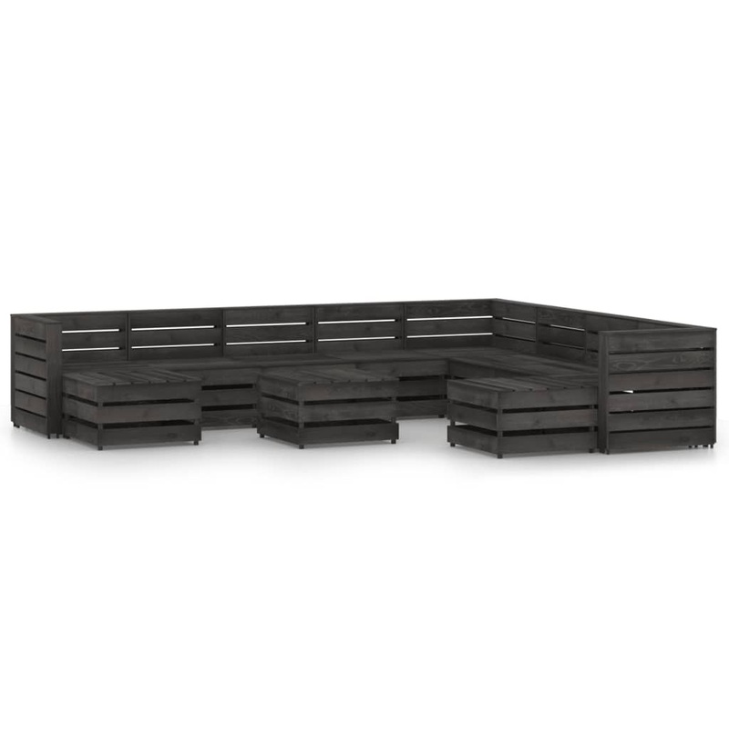 Berkfield 11 Piece Garden Lounge Set Grey Impregnated Pinewood