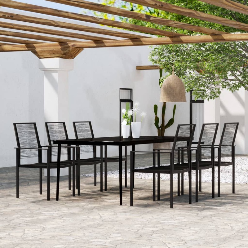 Berkfield 7 Piece Garden Dining Set Black