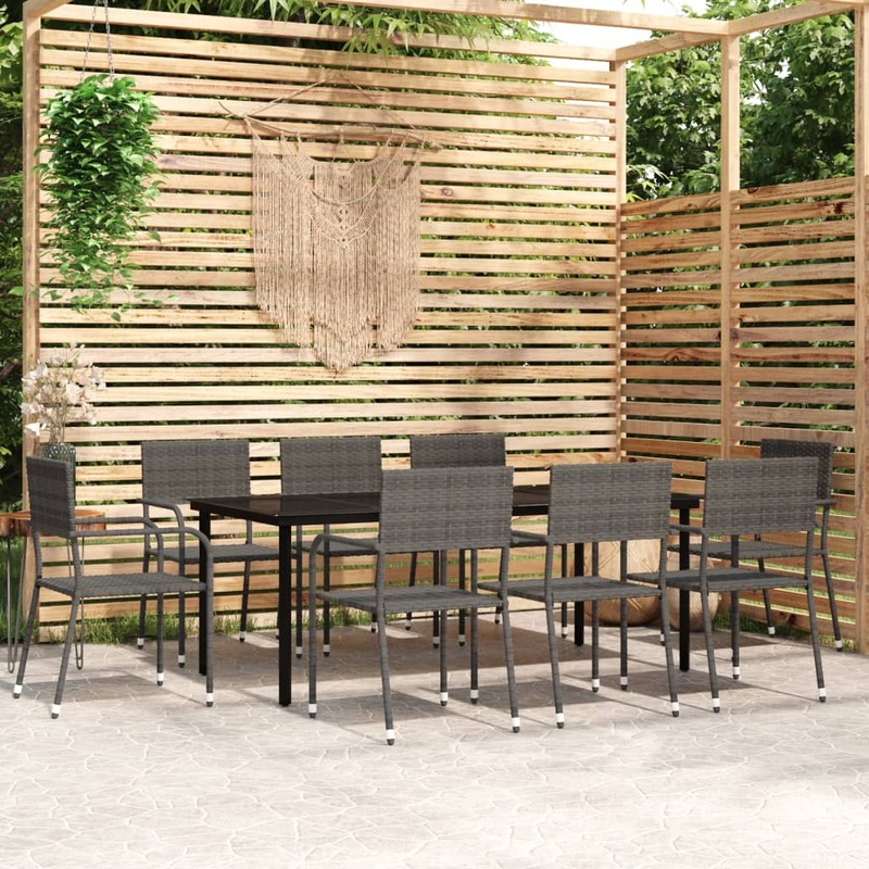 Berkfield 9 Piece Garden Dining Set Grey