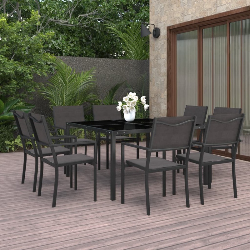 Berkfield 9 Piece Outdoor Dining Set Steel