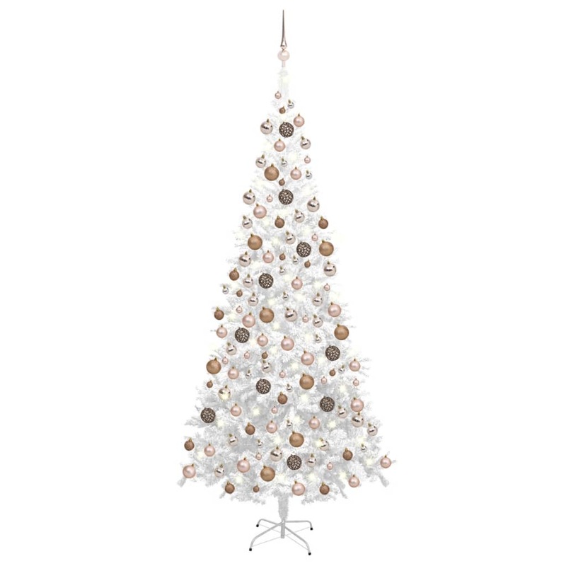 Berkfield Artificial Christmas Tree with LEDs&Ball Set L 240 cm White