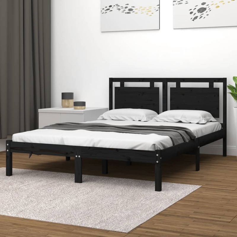 Berkfield Bed Frame Black Solid Wood 120×200 cm