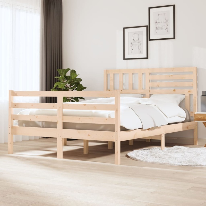 Berkfield Bed Frame Solid Wood 140×200 cm