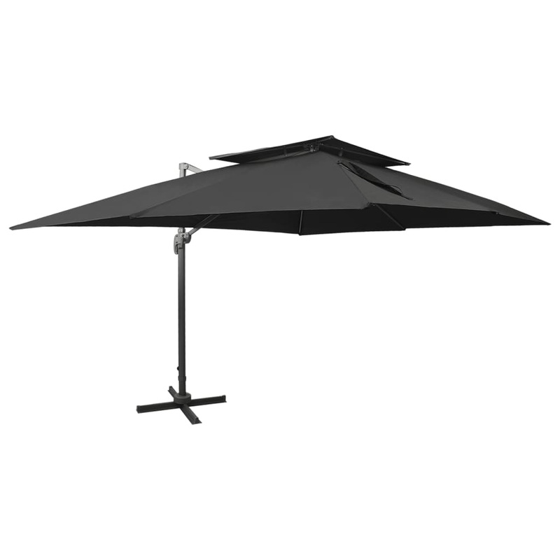 Berkfield Cantilever Umbrella with Double Top Black 400×300 cm