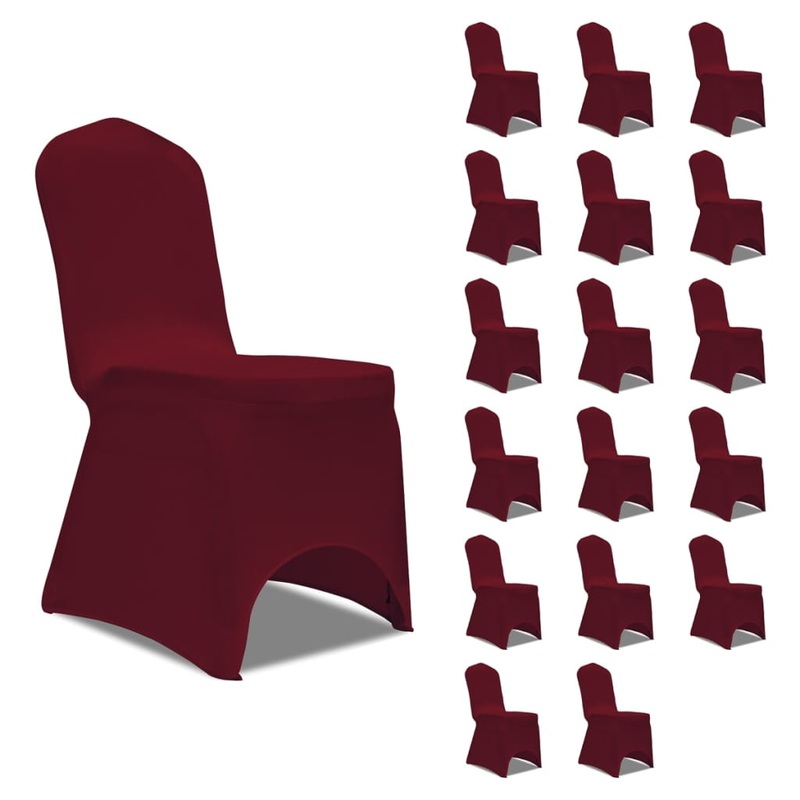 Berkfield Chair Cover Stretch Burgundy 18 pcs