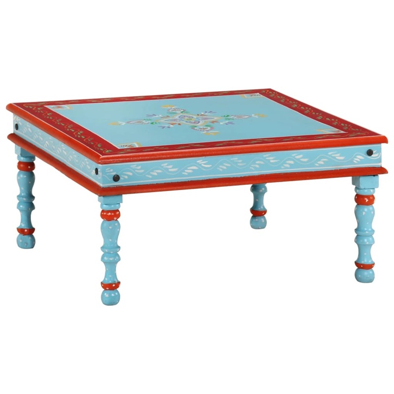 Berkfield Coffee Table Solid Wood Mango Blue Hand Painted
