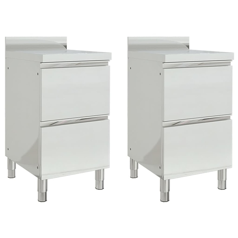 Berkfield Commercial Kitchen Cabinets with 2 Drawers 2 pcs Stainless Steel