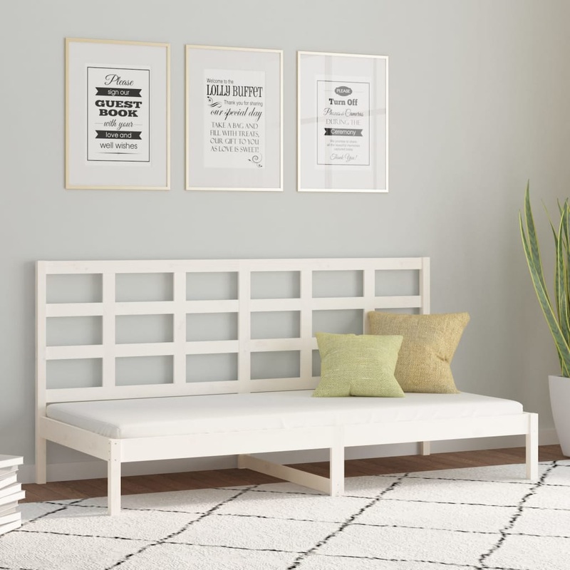 Berkfield Day Bed White 90×200 cm Solid Wood Pine