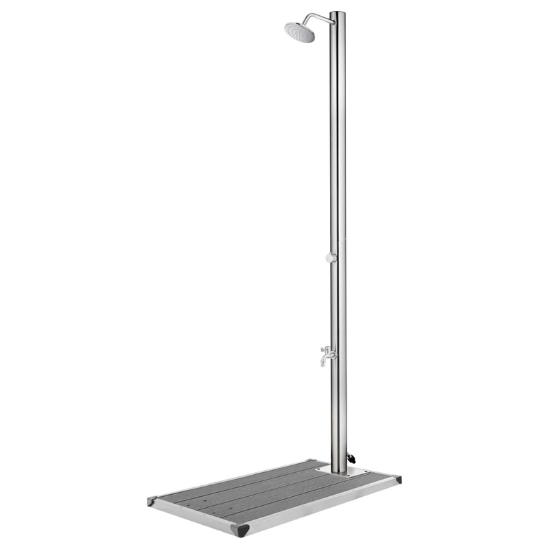 Berkfield Garden Shower with Grey Base 220 cm Stainless Steel