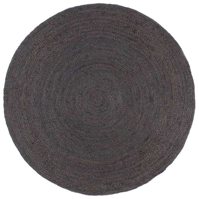 Berkfield Handmade Rug Jute Round 240 cm Dark Grey