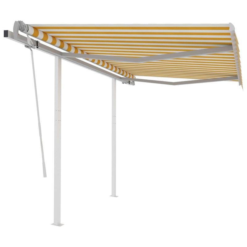 Berkfield Manual Retractable Awning with Posts 3.5×2.5 m Yellow and White
