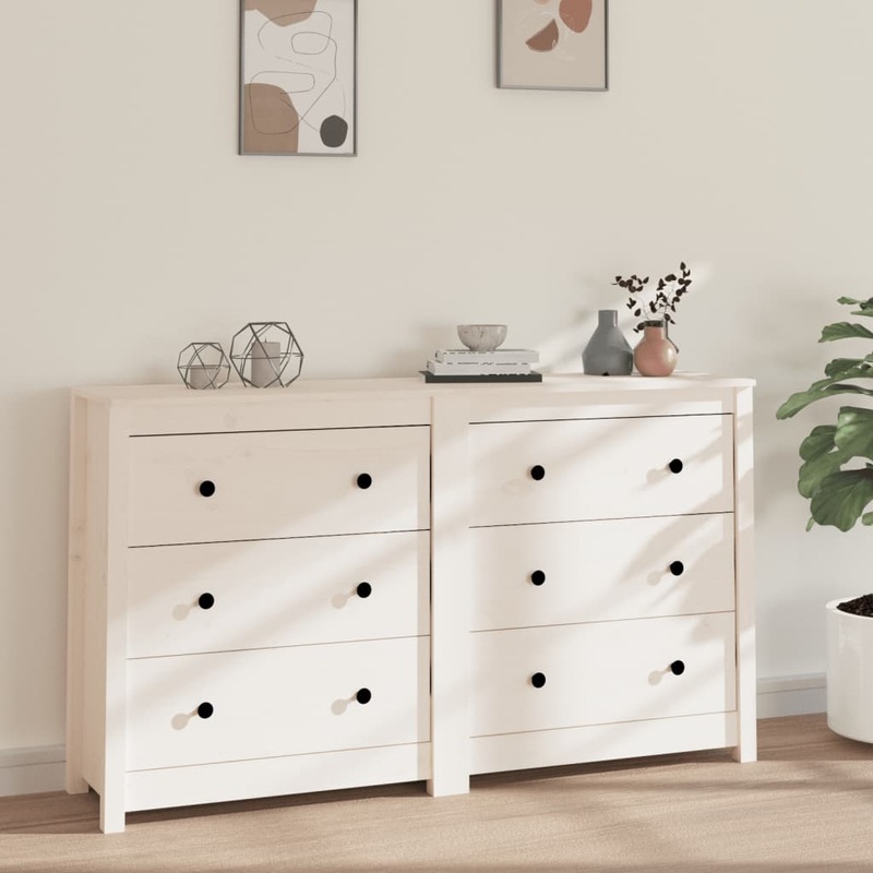 Berkfield Sideboard White 140x35x80 cm Solid Wood Pine
