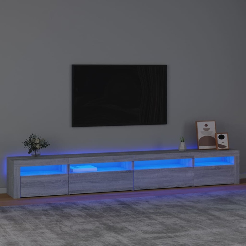 Berkfield TV Cabinet with LED Lights Grey Sonoma 270x35x40 cm