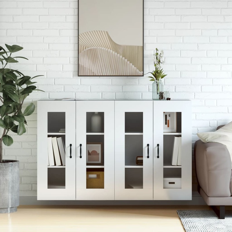 Berkfield Wall Mounted Cabinets 2 pcs High Gloss White Engineered Wood