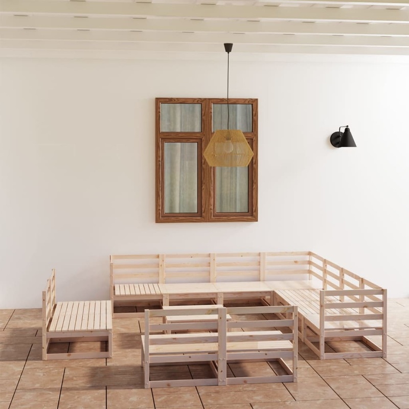 Berkfield 12 Piece Garden Lounge Set Solid Wood Pine