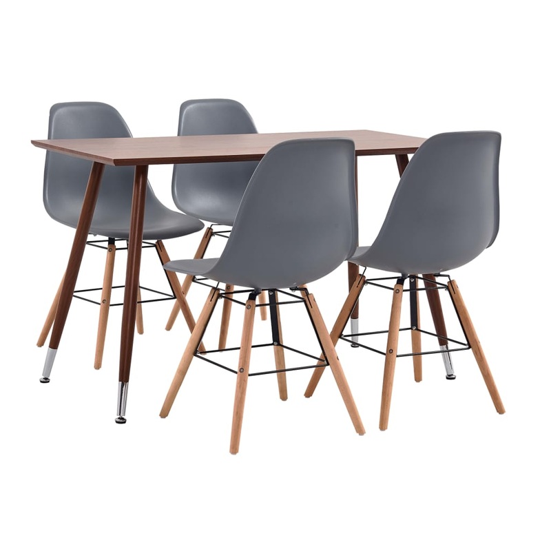 Berkfield 5 Piece Dining Set Plastic Grey