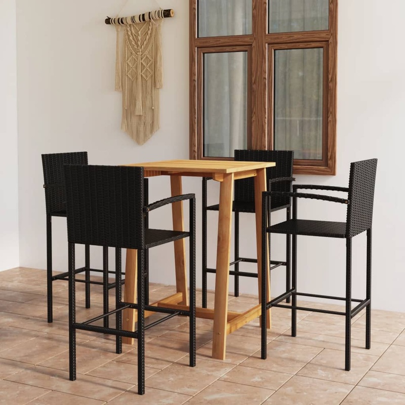 Berkfield 5 Piece Garden Bar Set Black