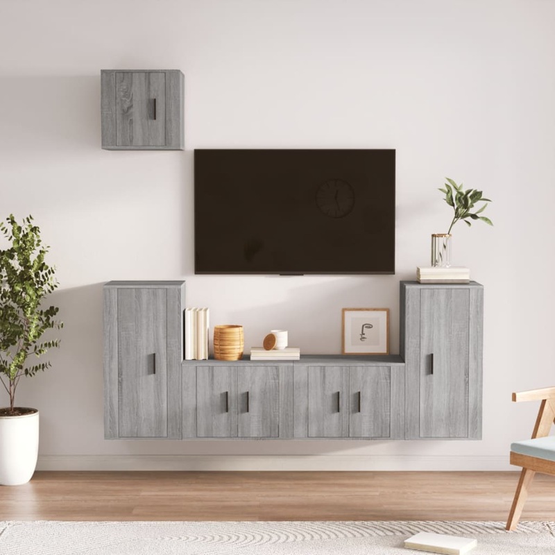 Berkfield 5 Piece TV Cabinet Set Grey Sonoma Engineered Wood