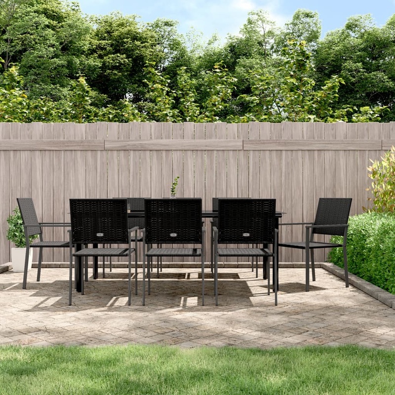 Berkfield 9 Piece Garden Dining Set Poly Rattan and Steel