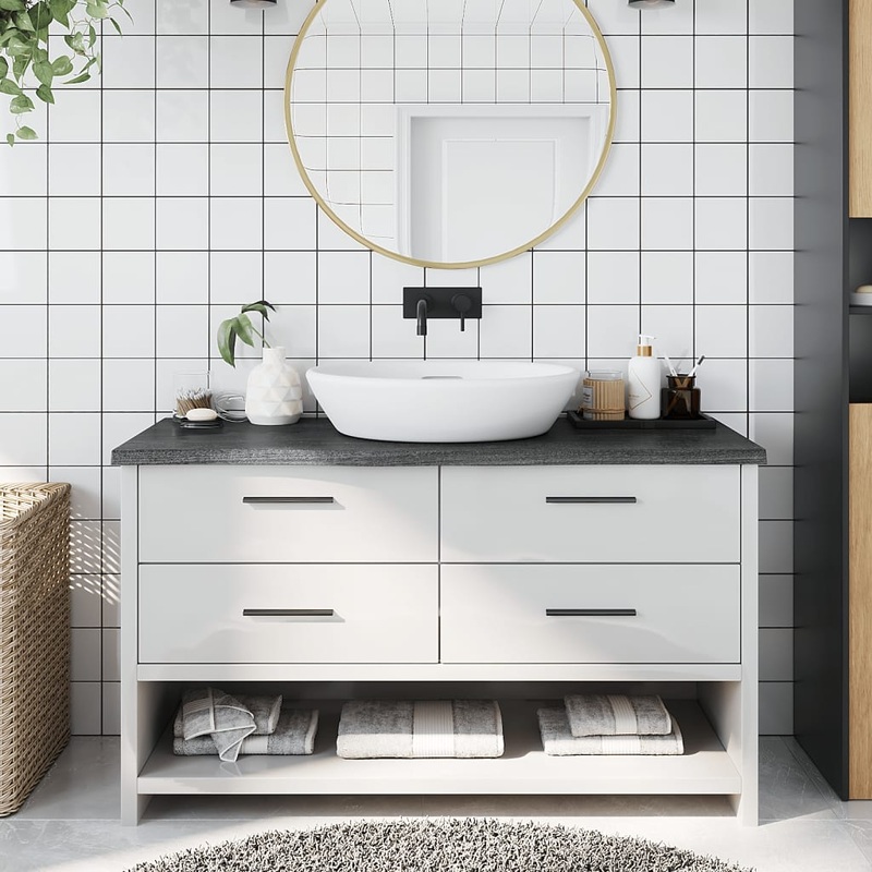Berkfield Bathroom Countertop Dark Grey 100x40x4 cm Treated Solid Wood