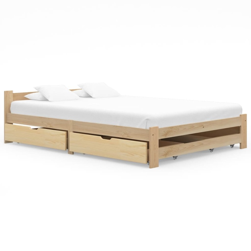 Berkfield Bed Frame with 4 Drawers Solid Pinewood 180×200 cm 6FT Super King