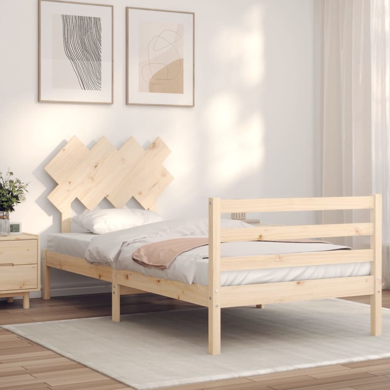 Berkfield Bed Frame with Headboard 100×200 cm Solid Wood