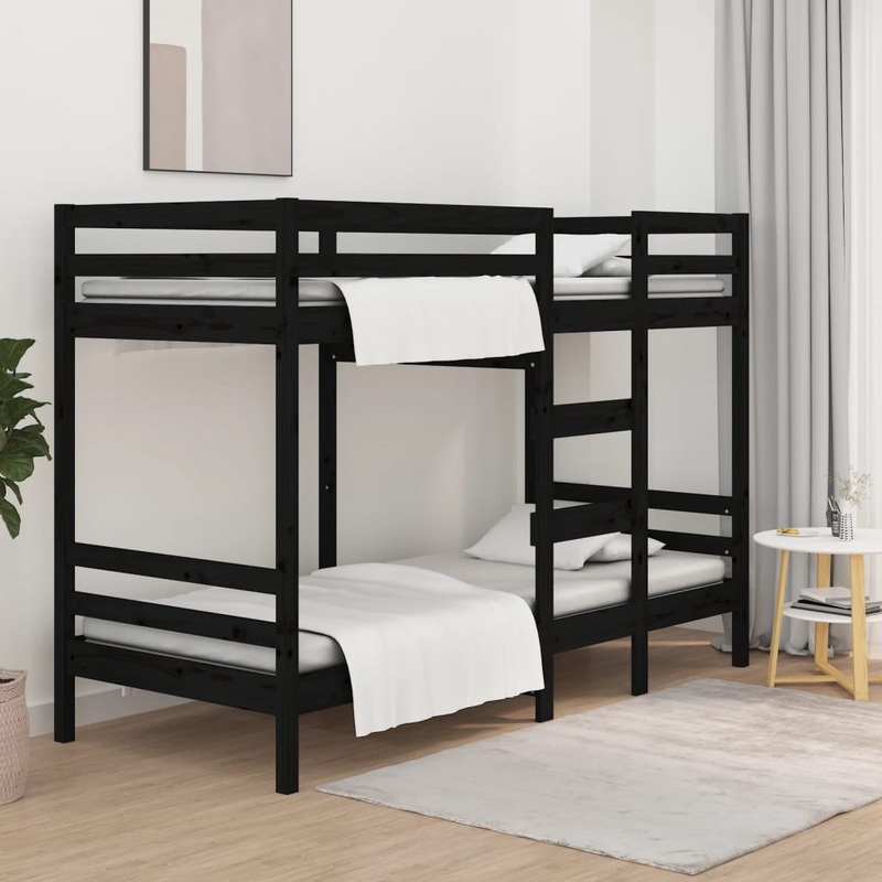 Berkfield Bunk Bed Black 80×200 cm Solid Wood Pine