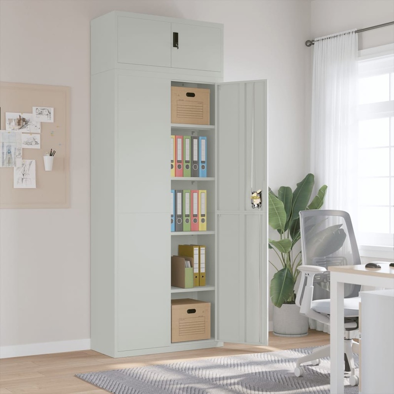 Berkfield File Cabinet Light Grey 90x40x240 cm Steel