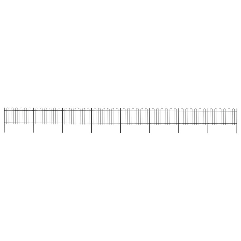 Berkfield Garden Fence with Hoop Top Steel 13.6×1 m Black